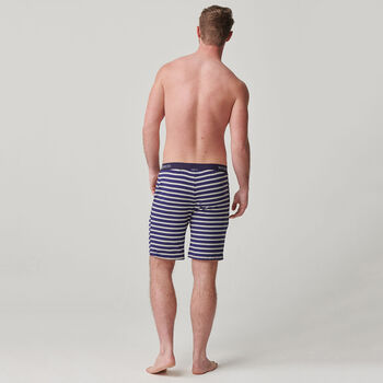 Men's Bamboo Sleep Shorts Grey Marl And Navy Stripe, 3 of 3
