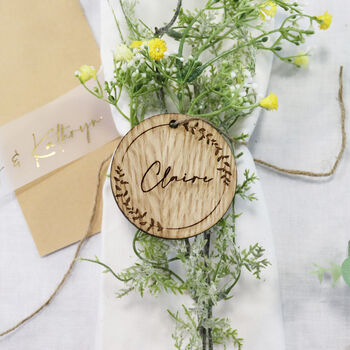 Personalised Round Wooden Place Name Setting, 6 of 7