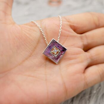 Raw Amethyst And Opal Sterling Silver Pendant Necklace, 5 of 7