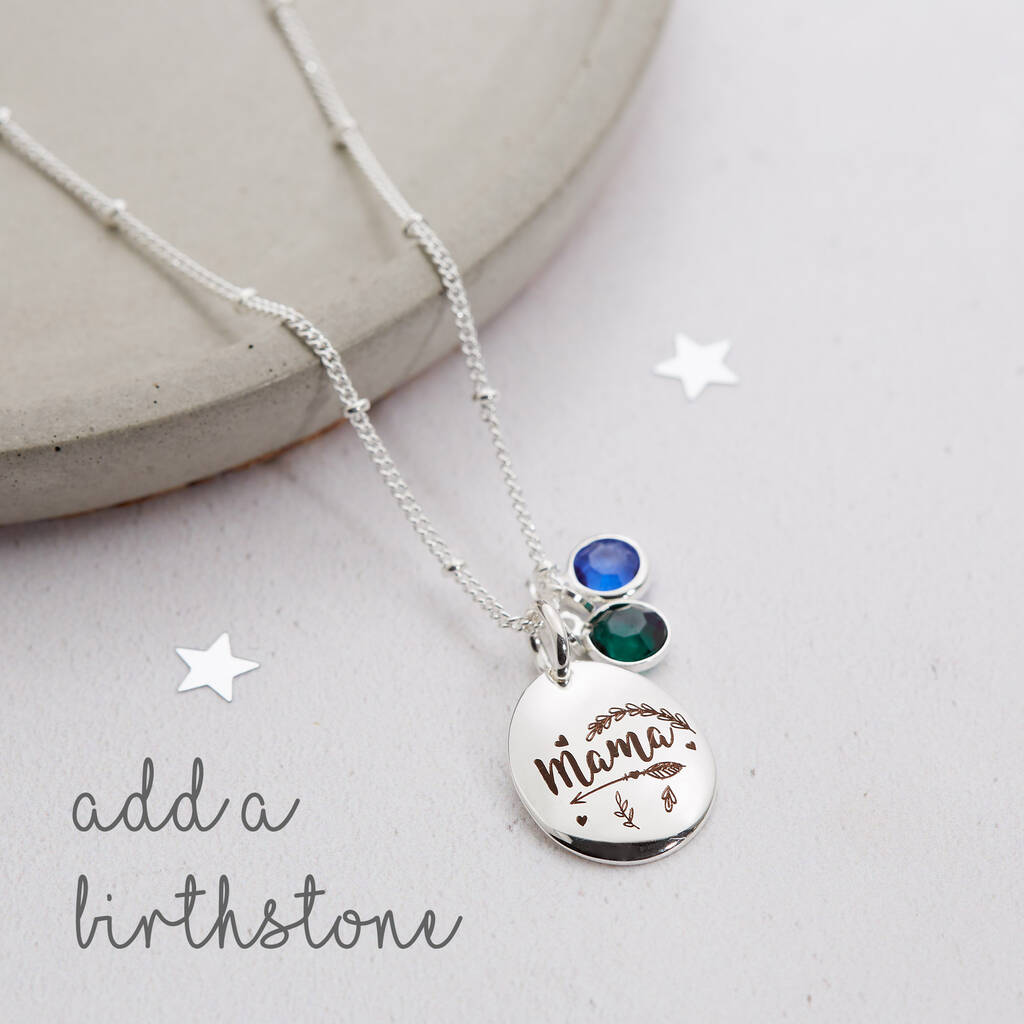 MOM Round Birthstone Necklace with Accents - PaulaMax Jewelry