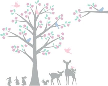 Silhouette Floral Tree Fabric Wall Sticker, 3 of 4