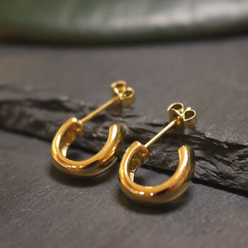 Bold Earrings For Women C Shaped 18ct Gold, 3 of 5