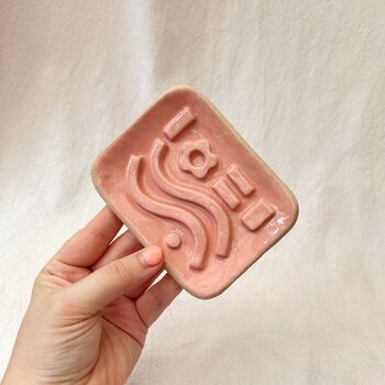 Geometric Pink Ceramic Soap Dish, 2 of 3