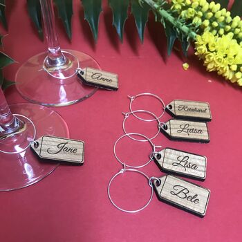 Personalised Five Christmas Name Tag Wine Glass Charms, 7 of 11