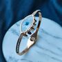 Evil Eye White Sequin 18ct Plated Gold Arm Bangle, thumbnail 2 of 5