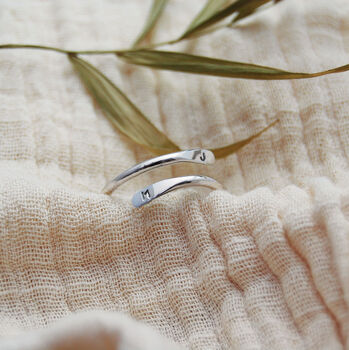 Adjustable Personalised Initals Hug Ring Silver Or Gold, 2 of 8