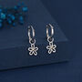 Sterling Silver Daisy Flower Charm Hoop Earrings, thumbnail 3 of 12