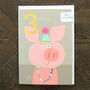 Gold Foiled Piglet 3rd Birthday Card, thumbnail 3 of 5