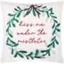 Embroidered Kiss Me Under The Mistletoe Christmas Cushion, thumbnail 3 of 3