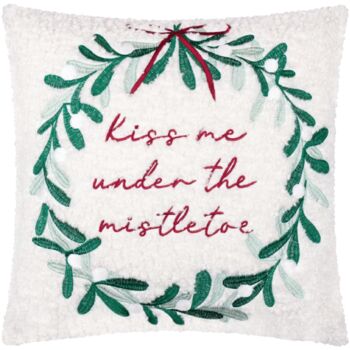 Embroidered Kiss Me Under The Mistletoe Christmas Cushion, 3 of 3