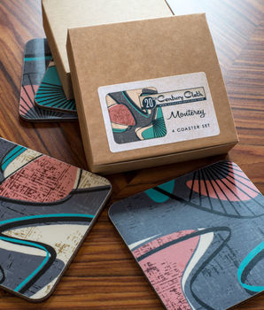 Boxed Set Of Midcentury 'Monterey' Coasters, 2 of 2