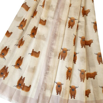Highland Cow Print Scarf, 5 of 8