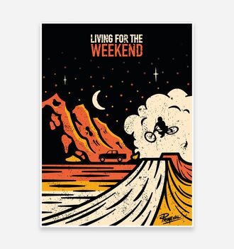 Mountain Biking Art Print 'Living for the Weekend', 2 of 3