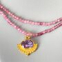 Pink Tourmaline Beaded Necklace With Amethyst Pendant, thumbnail 2 of 4