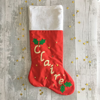 Personalised Fabric Santa Christmas Stocking, 2 of 5
