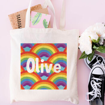 Rainbow Pattern Name Tote Bag, 2 of 2