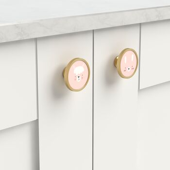 Nursery Animal Faces Drawer Door Cupboard Cabinet Handle Available In A Gold, Silver, Black And Antique Gold Base, 5 of 9