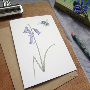 Bluebell And Bee Any Occasion Greetings Card, 2 of 8