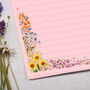 A5 Pink Letter Writing Paper With Garden Flower Border, thumbnail 2 of 4