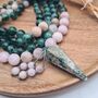Crystal Mala Necklace With Malachite, thumbnail 3 of 12
