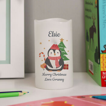 Personalised Penguin Christmas Nightlight LED Candle, 3 of 4