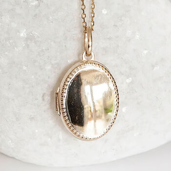 Personalised Solid 9ct Gold Milgrain Oval Locket, 3 of 10