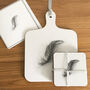 Feather Mini Chopping Board And Coasters Gift Set, thumbnail 3 of 5