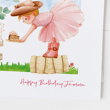 Birthday Card For Girl, Rabbit And Girl Birthday Cake, 2 of 10