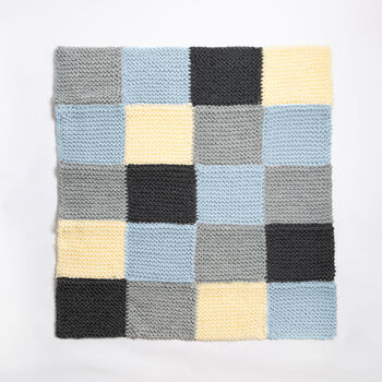 Chequered Blanket Knitting Kit Blue Breeze, 3 of 4