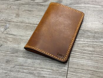 Personalised Leather Passport Holder, Burnt Tan, 9 of 9
