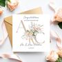 Floral Initials Wedding Day Card, Beige Mr And Mrs Card, thumbnail 2 of 3