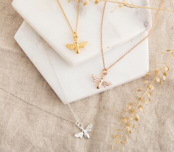 Delicate Rose Gold Plated Sterling Silver Bee Necklace, 2 of 4