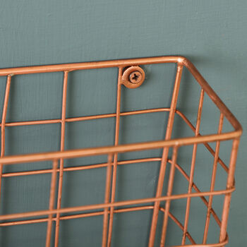 Industrial Copper Wire Wall Storage Basket, 4 of 6