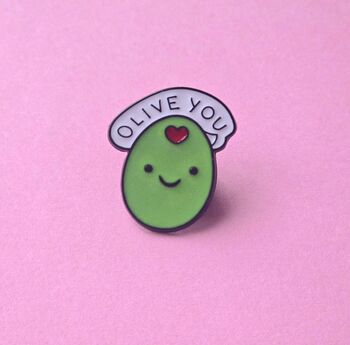 Olive You Love Enamel Pin Badge, 2 of 4