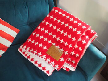 Crosses Throw With Personalised Leather Patch, 2 of 7