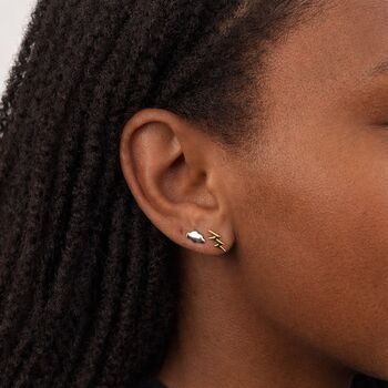 Mismatched Sterling Silver And Gold Lightning And Cloud Stud Earrings – 10mm X 6mm, 3 of 7