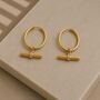 Ribbed Bar Hoop 18k Gold Plated Waterproof Earrings, thumbnail 1 of 2
