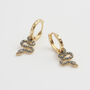 Celestial Snake Huggie Earrings, thumbnail 4 of 8