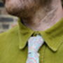 Mens Ice Blue And Pink Paisley Print Slim Style Tie, thumbnail 5 of 9