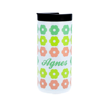 Personalised Block Floral Thermos Travel Flask, 2 of 6