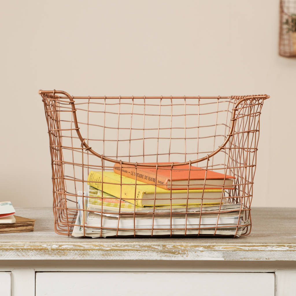 Contemporary Copper Wire Storage Basket By Dibor