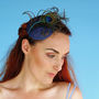 Peacock Turquoise Crystal Fascinator 'Pippa', thumbnail 6 of 12