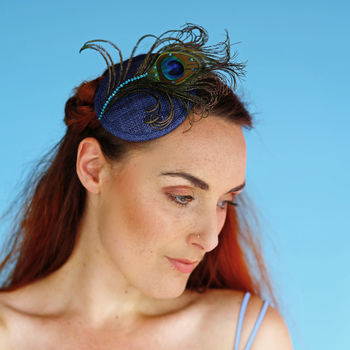Peacock Turquoise Crystal Fascinator 'Pippa', 6 of 12