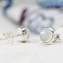 Dainty Rainbow Moonstone Stud Earrings, thumbnail 4 of 7