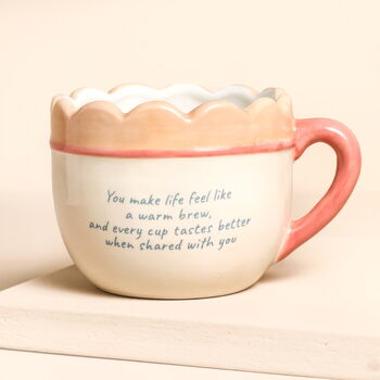 Cream Ceramic Scallop Edge Bow Sister Mug, 2 of 2