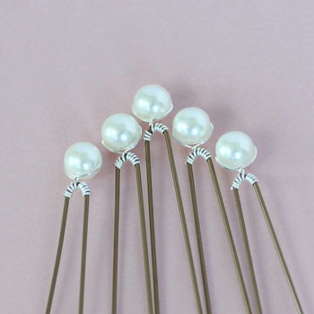 Set Of Five Pearl Wedding Hairpins, 5 of 7