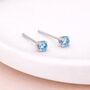 Sterling Silver Aquamarine Micro Stud Earrings – 3mm, thumbnail 2 of 6