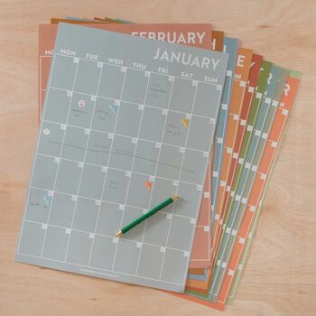 Large Monthly Undated A3 Wall Planner | 12 Pages | Surf, 9 of 10