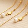 Thread Through Star And Pearl Chain Earrings In Gold, thumbnail 3 of 7