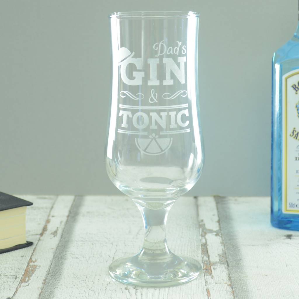 dad fathers day gin and tonic personalised glass by chalk and cheese
